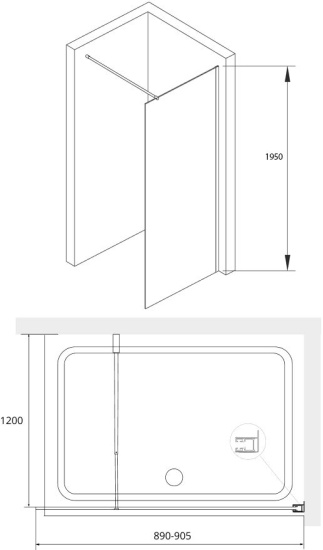 Душевая перегородка RGW WA-002 90x200, стекло прозрачное