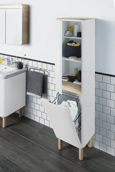 Шкаф-пенал VitrA Sento 40 L с бельевой корзиной, белый матовый