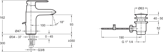 Смеситель для раковины Jacob Delafon Kumin E99444-CP
