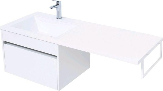 Тумба с раковиной Aquanet Токио 120 L белая подвесная, 1 ящик