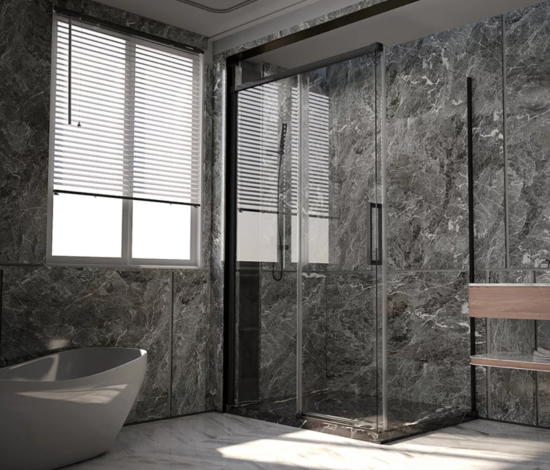 Душевой уголок Veconi Premium Trento PTC-SP-40B 140x80, профиль черный