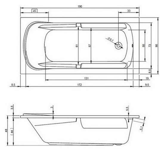 Акриловая ванна Riho Future XL 190x90