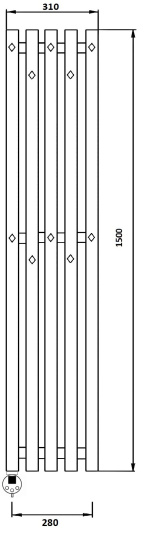 Полотенцесушитель электрический Secado Сандриго 5К 1500/280 L, черный матовый