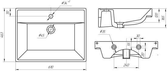 Мебель для ванной Misty Урал 60 2 ящика