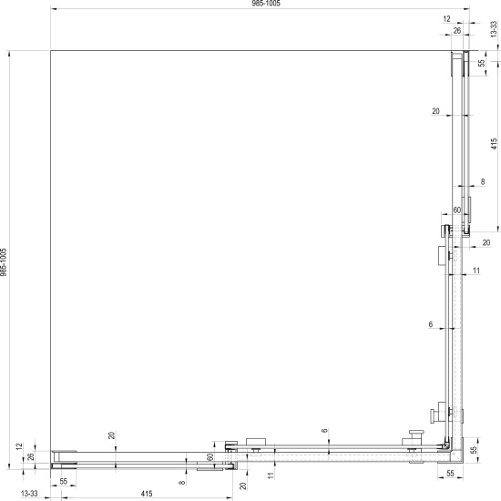 Душевой уголок Ravak MSRV4 100х100 Transparent, профиль белый