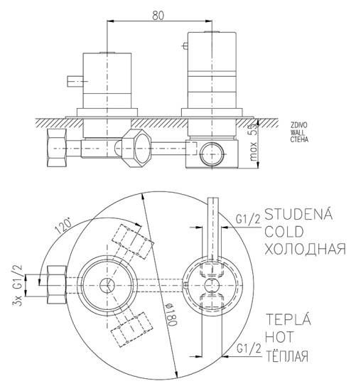 Смеситель для душа Rav Slezak Dunaj Termostat DT387