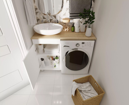 Мебель для ванной 1MarKa Wash со столешницей, дуб сонома