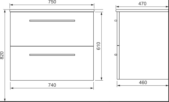 Мебель для ванной Raval Quadro 75 подвесная