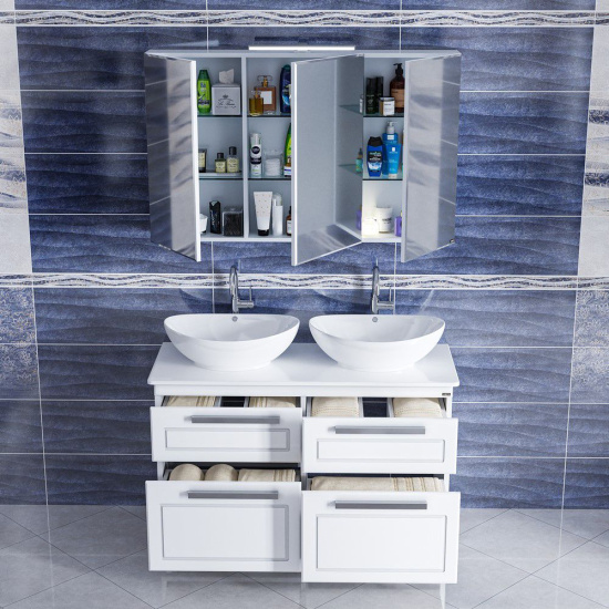 Тумба с раковиной СанТа Нептун 120 напольная, со столешницей