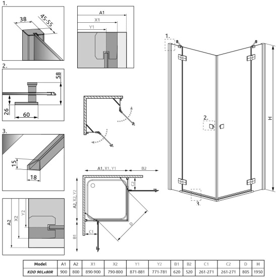 Душевой уголок Radaway Almatea KDD 90x80