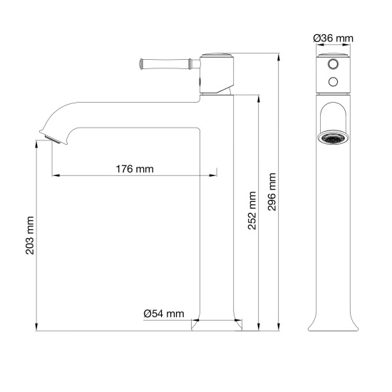 Смеситель для раковины Wonzon & Woghand Tor WW-88019073-MB высокий