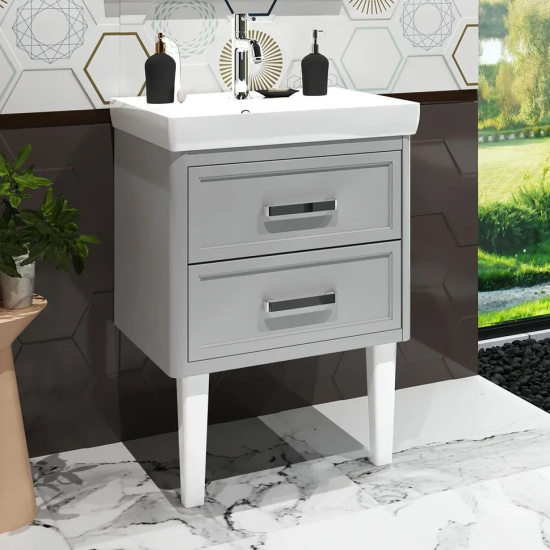 Мебель для ванной Opadiris Вегас 60, серая с опорами