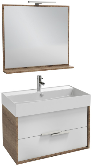 Тумба с раковиной Jacob Delafon Vivienne 80 дуб табак/белый сатин, ручки белые