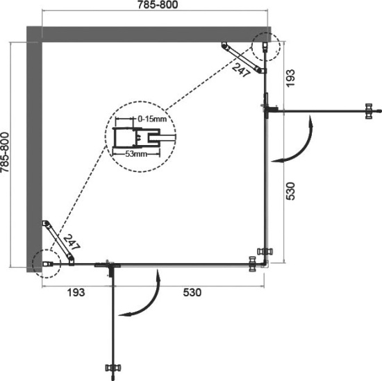 Душевой уголок BelBagno Kraft A-22-80-C-Cr
