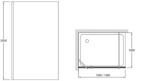 Душевая перегородка Jacob Delafon Contra 140 профиль хром