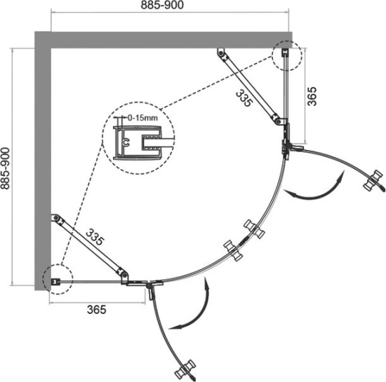 Душевой уголок BelBagno Kraft R-2-90-C-Cr