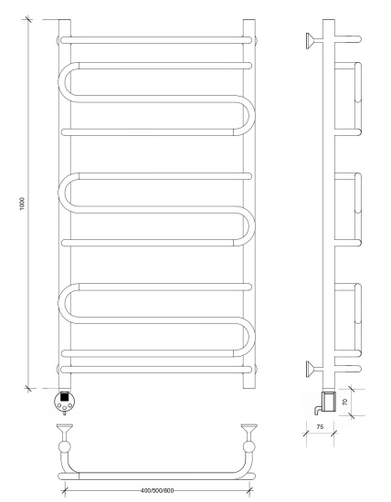 Полотенцесушитель электрический Secado Валенсия 2 100/50 L, хром