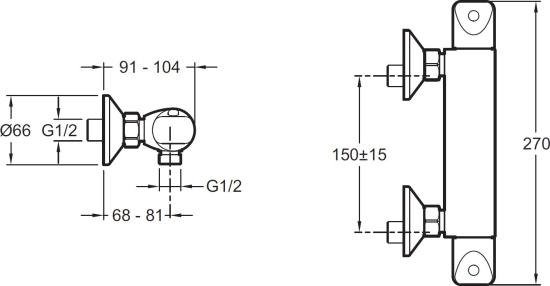 Смеситель для душа Jacob Delafon Robust E75771-CP термостат