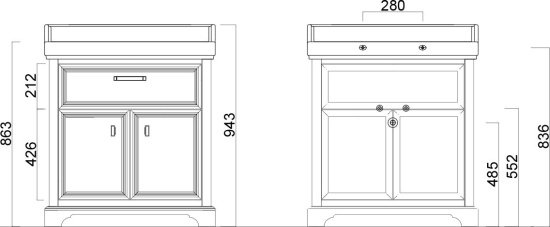 Тумба с раковиной Kerama Marazzi Pompei 80 белая, с 1 ящиком и 2 дверцами