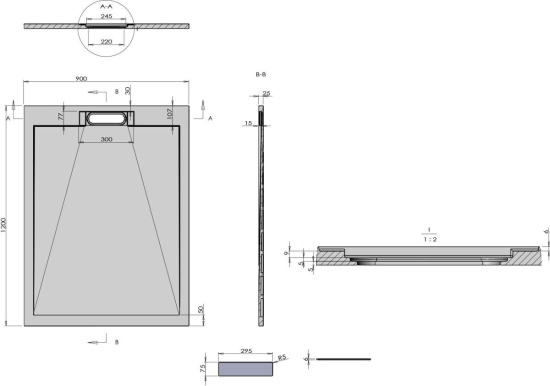 Поддон для душа Vincea VST-4SRL9012G 120x90 серый, с сифоном