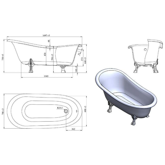 Ванна из искусственного камня Astra-Form Роксбург