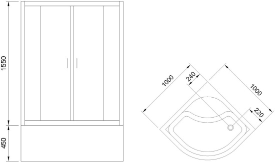 Душевой уголок Royal Bath BK RB100BK-C-BL 100x100 с поддоном