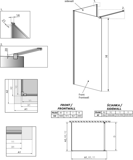 Душевая перегородка Radaway Modo New IV 100x85
