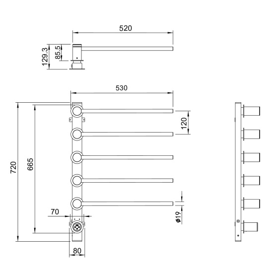 Полотенцесушитель электрический Wonzon & Woghand Hamburg WW-AL315-MB