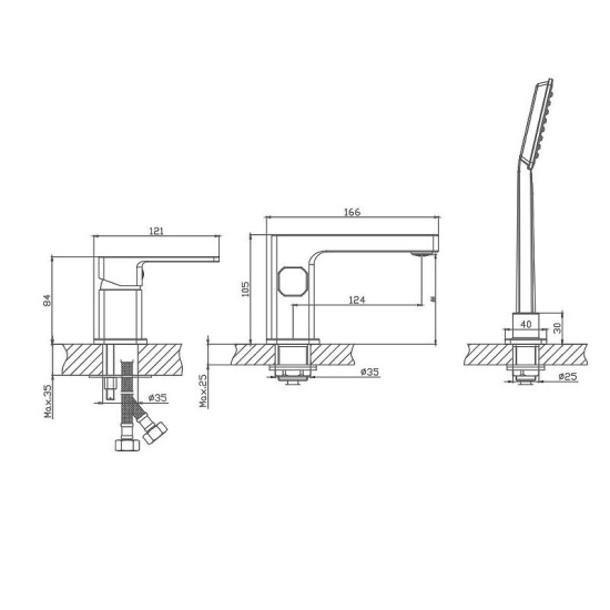 Смеситель для ванны Haiba HB80615-7 черный