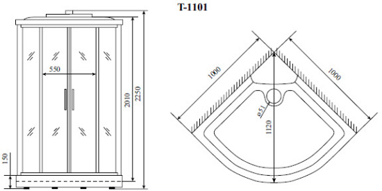 Душевая кабина Timo Standart T-1101 P