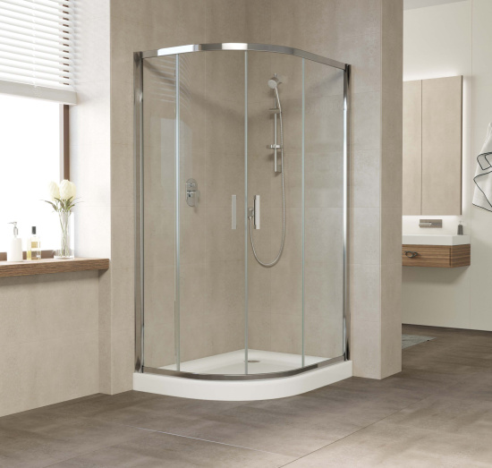 Душевой уголок Vegas Glass ZS-F 110*90 08 01 профиль глянцевый хром, стекло прозрачное