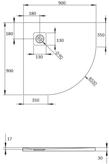 Поддон для душа Radaway Kyntos A 90x90, с сифоном