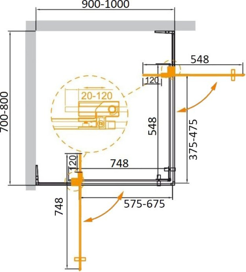 Душевой уголок Cezares Slider-AH-2-70/80-90/100-C-Cr