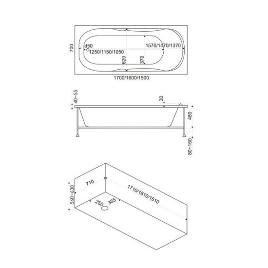 Акриловая ванна Bas Ибица ( Стандарт) 150 см