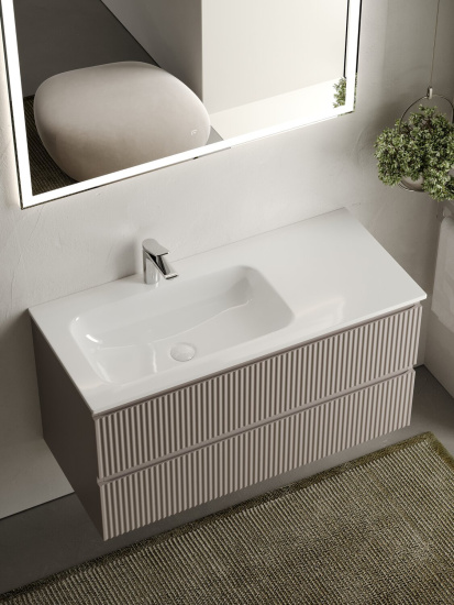 Тумба с раковиной Sancos Snob R 100 Doha Soft левая SNR100LSM, подвесная