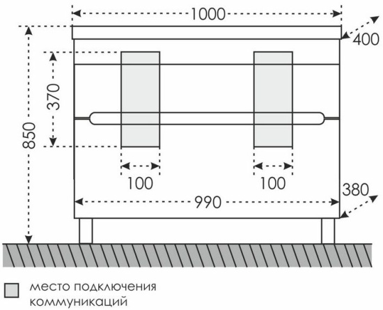 Тумба с раковиной СанТа Лондон 100/2 напольная