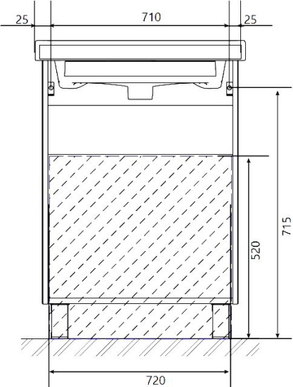 Тумба с раковиной 1MarKa Gaula 80Н черная, 3 ящика