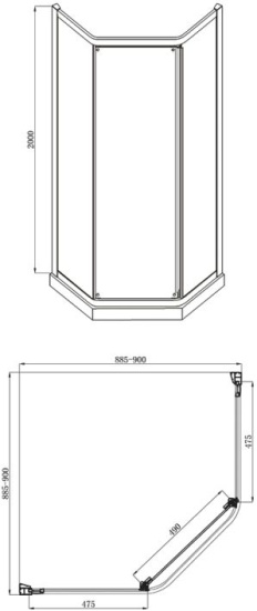 Душевой уголок Bravat Line BS090.6115A 90х90х200