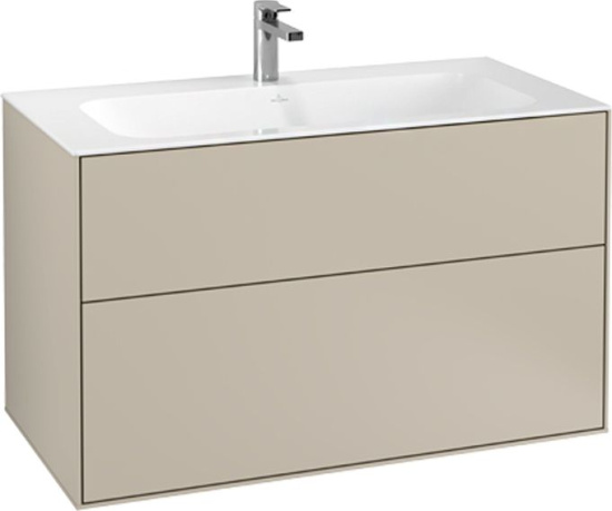 Мебель для ванной Villeroy & Boch Finion 100 sand matt lacquer, с настенным освещением