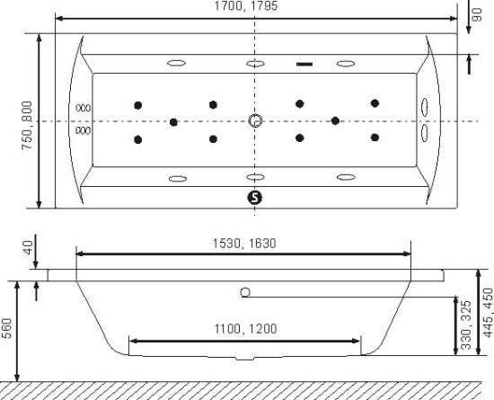 Акриловая ванна Excellent Crown 180x80 с гидромассажем