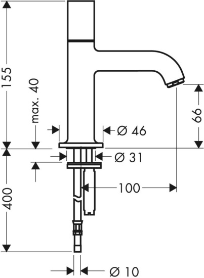 Кран для фильтра Axor Uno 38130820 шлифованный никель