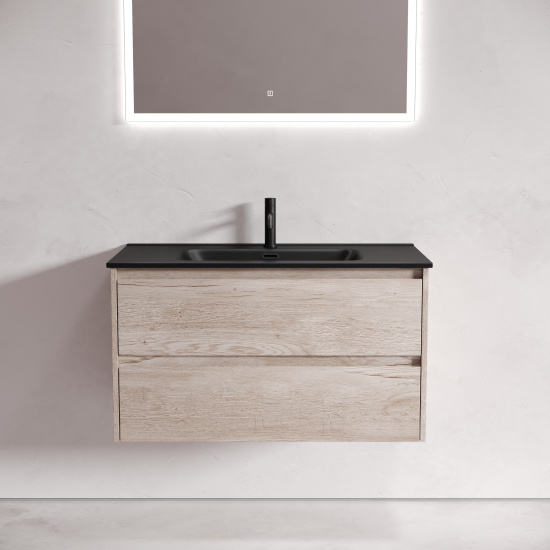 Тумба с раковиной Sancos Libra 90 дуб галифакс натуральный, подвесная