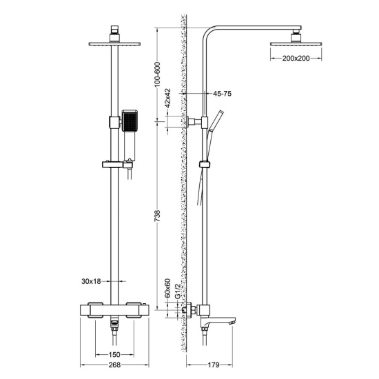 Душевая система с термостатом Timo Tetra-thermo SX-0169/03 черная