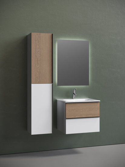 Тумба с раковиной Sancos Delta 60 дуб светлый/белый, DL60W