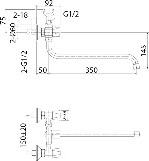 Смеситель для ванны Milardo Tring TRISB02M10 универсальный