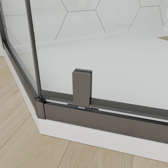 Душевой уголок Veconi Ottimo P10 GR 90x90 OP10GR-9090-01-C9, профиль графит брашированный, стекло прозрачное