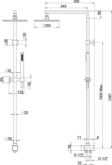 Душевая стойка Paini RS 50CR191ARQ3P3