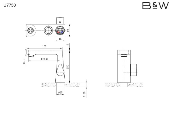 Смеситель для раковины Black&White Universe U7750GM
