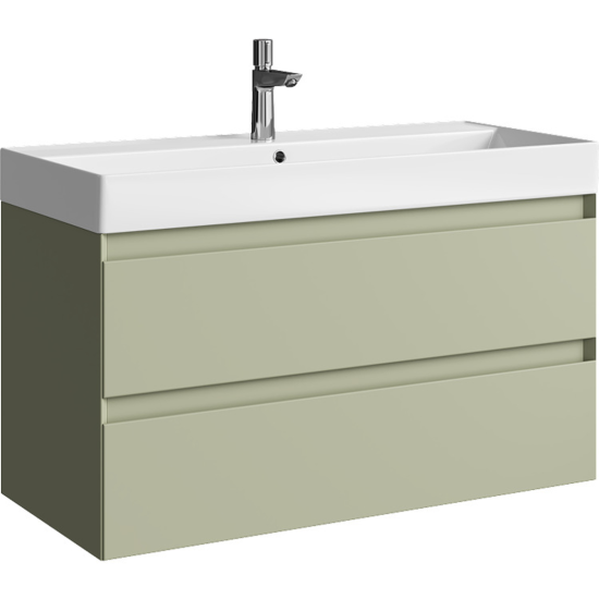 Тумба с раковиной Aqwella 5 stars Geometria 100 подвесная, 2 ящика, шалфей зеленый