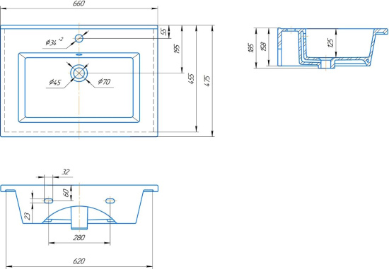 Мебель для ванной Corozo Гольф 65 подвесная, сонома